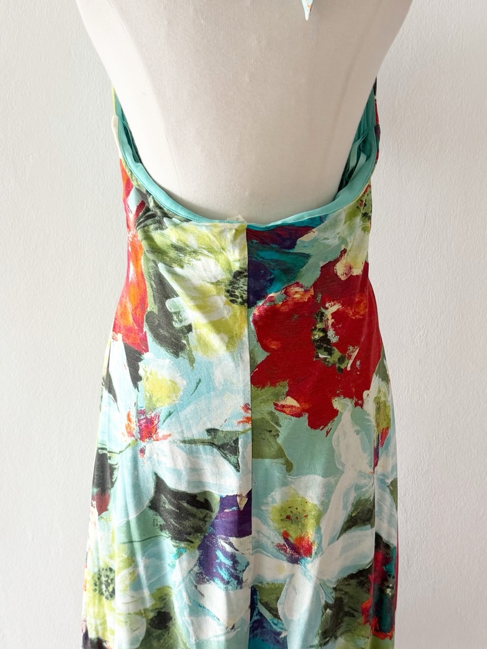 Vintage Cache Y2K Floral Watercolor Print Halter Midi Dress Size 12 - Picture 6 of 7